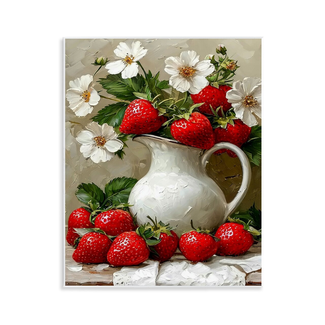 Stupell Industries Painterly Strawberries Still Life Wall Plaque, design by Lettered and Lined